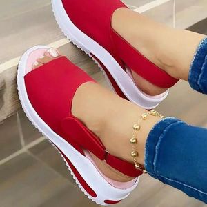 Sandals 2024 255 Women Heels Peep Top Summer Shoes Platform Soft Wedges Sandalias Mujer Casual Footwear