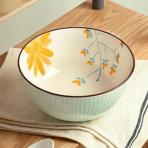 Skålar japanska daisy keramiska stora soppskål kreativa hushåll nudlar omedelbar platos vajilla