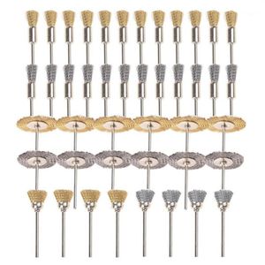 44 Pieces Mini Wire Brush Wheel Cup Brass Steel Wire Brush Set 1 8inch 3mm Shank For Power Dremel Rotary Tools Polishing Buf1270z