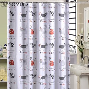 Toothbrush Holders YOMDID Cartoon Bath Curtain Cute Cat Pattern Shower Curtains Bathroom Waterproof Thickened Polyester Cloth with 12 Pcs Hooks 230809