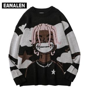 Men's Sweaters Harajuku vintage cartoon anime knitted sweater men winter oversized men's rock hip hop rap pullover women jumper ugly sweater 230808