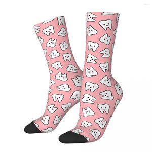 Herrensocken Happy On Pink Dentistry Teeth Shopping 3D-Druck Junge Mädchen Socke in der Mitte der Wade