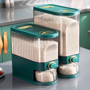 Lagringslådor BINS RICE DISPENSER STOR GRAIN -behållarförvaring med lock Mät cylinder Fukt Proof Hushållens spannmålshink 230809