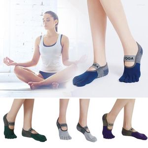 Frauen Socken Atmungsaktive Yoga Indoor Sport Baumwolle PVC Anti-reibung Halbe Finger Schuhe Rutschfeste Weiche Sohle Tanz