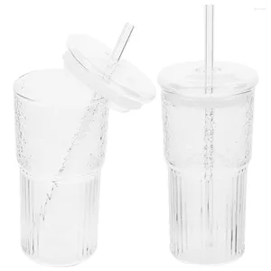 Vinglasögon transparent kopp med halm liten glas flaska lock vatten is kaffekoppar muggar för