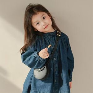 Girl S Dresses Denim Solid Girls Dress Sweet Lovely Fashion All Match Loose Casual 2023 Spring Autumn Kids Tops For Korean Version 230808