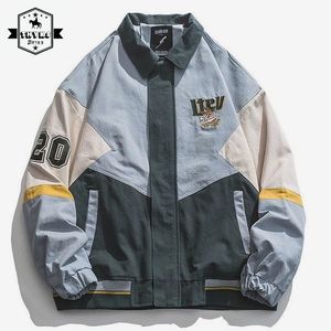 Giacche da uomo American Street Uomo Bomber Ricamo Contrasto di colore Giacca allentata Cappotto pilota Primavera Autunno Hip Hop Moda coreana Unisex 230808