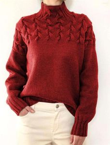 Kobiety swetry mody swobodny sweter turtlerek z długimi rękawem luźne dzianinowe pullover