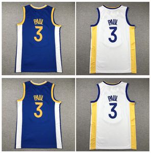 SL Chris Paul Warriores Basketball Jersey State White Golden Mitch and Ness Throwback Jerseys Blue Whitesize S-XXL