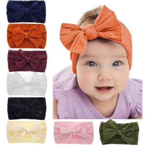 Bebek kızlar büyük yay kafa bantları elastik bowknot saç bantları çocuk moda başlık baş grupları yenidoğan türban kafa sarsıntılar 18 renkleri