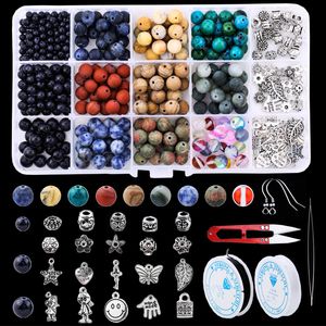 Acrylic Plastic Lucite Lava Stone Beads Kits Chakra Beads Set with Elastic String for Bracelet Necklace DIY Spacers Beads for Jewelry Making Supplies 230809