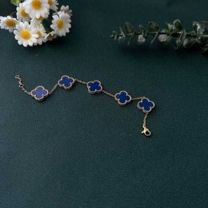 Clover bracelet 5 Flower Blue Lucky Bracelet Four Leaf Grass Net Red 18K Gold Plated New Fashion Non Allergic Non fading