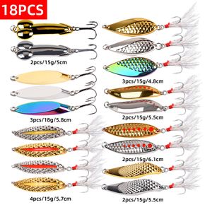 Baits Lures 18PCS VIB Harter Köder Metallklinge Angelköder 7g 10g 15g 20gBalancer Löffel Jig Winter Vibration Sinking Vib Kit 230809