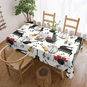 Table Cloth Rectangular Waterproof Musical Instrument Music Piano Violin Guitar Notes Drums Tablecloth Covers