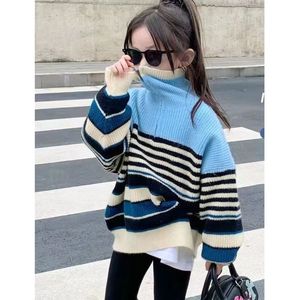 Pullover Autumn Blue Striped Baby Girl Clothes Pullovers Children Girls Sweaters Tops Clothing Casual Kids Pull Fille Tiny Cottons 230809