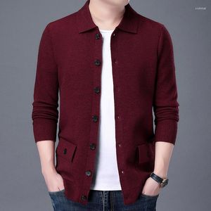 Suéter masculino 2023 outono e inverno lapela cardigã suéter jovem roupa casual casual