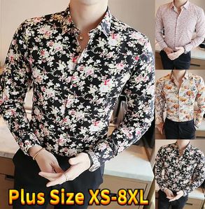 Camisas casuais masculinas de manga comprida com botões diários design clássico estampa floral variada elegante ajuste fino XS-8XL