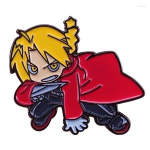 Pimler broşlar broşlar fullmetal simyacı emaye pin Edward Elric broş fma anime rozeti otaku hediye ceketleri sırt çantası dekor deli dhvrz