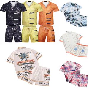 Conjunto de camisetas masculinas de grife miri 22ss Masao San estampado camisa casual masculina e camisa curta feminina de seda solta camisetas de alta qualidade Transporte gratuito camiseta masculina Tamanho M - 3XL