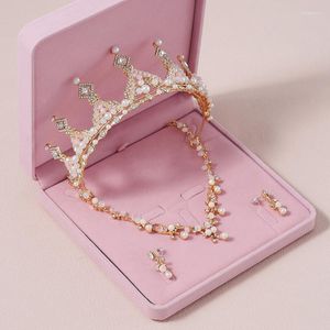 Hair Clips Itacazzo Bridal Headwear Set Of Four Crown&Necklace&Earrings Gold-Colour Women's Classic Wedding Tiaras (Excluding Box)