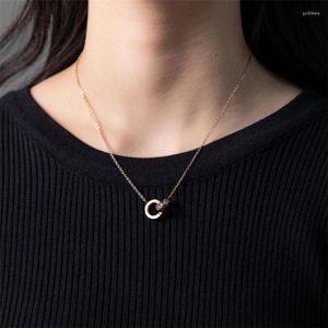 Kedjor män två cirklar interlock chain hänge trend kvinnor halsband personlighet rostfritt stål choker ljus lyx party smycken