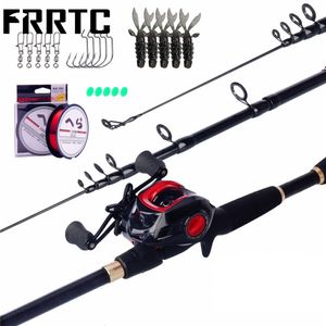 Rod Reel Combo varas de pesca telescópicas com 19 1BB Baitcasting para Bass Carp Água Doce Saltwater Outdoor Travel Tackle 230809