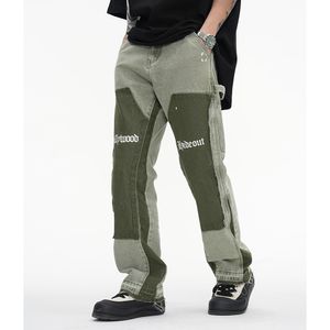 Herrenjeans Urban Streetwear Y2k Ink Painted Spliced Flare Pants Jeans für Männer Straight Casual Baggy Denim Hose Unisex Oversize Cargos 230808