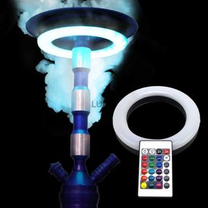 HORNET Colorful LED Hookah Lights Show Shisha Ring Lamp Magnet Adsorption With Remote Control Cachimba Accessories HKD230809