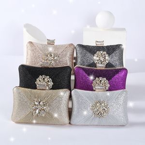 Evening Bag's Clutch Bag Party Purse Luxury Wedding for Bridal Exquisite Crystal Ladies Handbag Apricot Silver Wallet 230809