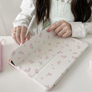 Simple flowers With Pencil Holder Funda for New iPad Air 5th 4th Generation 10.9 iPad Pro 11 10.2 8 9th Air3 pro10.5 10th Case HKD230809