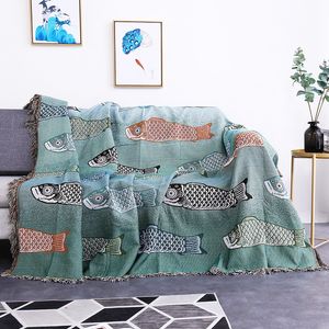 Coperta Textile City Ins Modern Simple Koi Fish Pattern Divano Asciugamano Home Decor Throw Comodo tappeto morbido antipolvere 230809