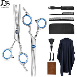 Scissors Shears Professional Hairdressing Kit Stainless Steel Barber Tail Comb Hair Cloak Cut Styling Tool 230809