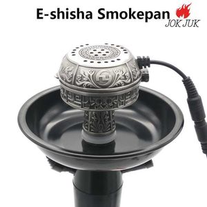 Jok Juk Metal E-Shisha Smokepan Arab 220V Electric Tobacco Carbon-FreeHinger Heater för Hookah Bowl Charcoal Tool US/EU/AU Plug HKD230809