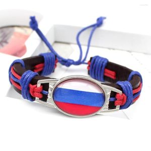 Pulseira Moda Amor Bandeira Nacional Da Rússia Pulseiras Charme Feitas à Mão Para Mulheres e Homens Presentes Estilo Punk