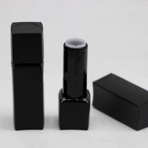 Bottiglie di stoccaggio Magnete da 12,1 mm Nero Argento Quadrato Vuoto Tubi per rossetto Bottiglia ricaricabile per lucidalabbra fai-da-te F20233112