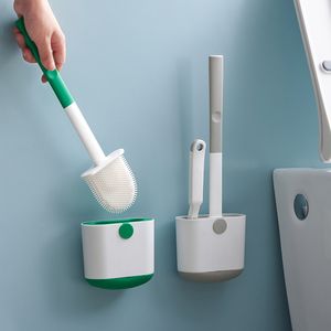Toothbrush Holders WIKHOSTAR Bathroom Toilet brush Set Wall Mounted Brush Long Handle No Dead Angle Soft Hair Cleaning 230809
