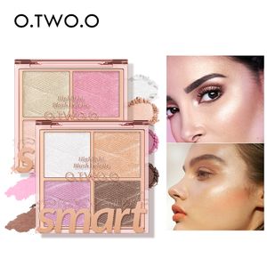 Body Glitter Otwoo Whisteter Palett Contour Blush Powder 4 Kolory rozjaśnia makijaż Illuminator na 230808