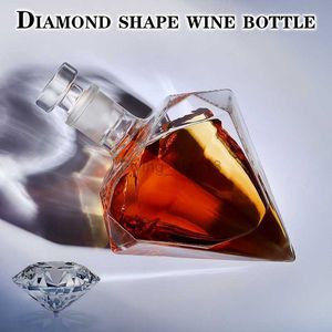 Diamond Glass Decanter Handicraft Decoration Red Wine Whisky Bottle Vodka Holder Water Bottle Home Decoration Bar Tools HKD230809