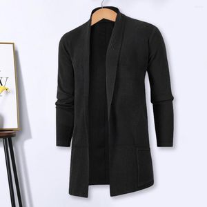 Maglioni da uomo Cappotto lavorato a maglia da uomo Elegante cardigan lavorato a maglia con risvolto Maniche lunghe Tasche anteriori aperte Capispalla autunnale per un semplice ma