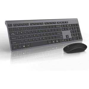 rechargeable wireless keyboard mouse 2.4g full size thin ergonomic and compact design for laptop pc desktop computer windows