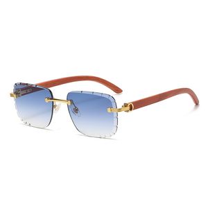 Novos óculos de sol de imitação de madeira padrão de moda pernas cortadas lunette óculos de sol sem moldura óculos de sol personalizados com foto de rua