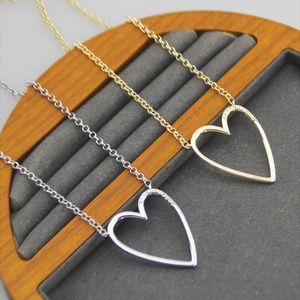 Pendant Necklaces Necklace Gold/Silver Hollow Heart Real 18K Gold Plated Dangles Glitter Jewelries Letter Gift With free dust bag