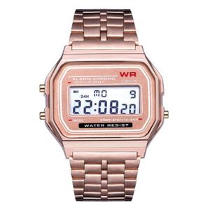 2019 Fashion Retro Vintage Gold Watches Men Электронные цифровые часы светодиодные платья.