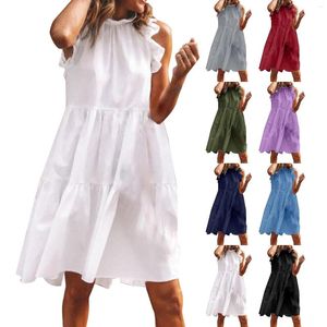 Vestidos casuais femininos verão soltos sem mangas vestidos de verão curtos para mulheres camisas fofas moda feminina