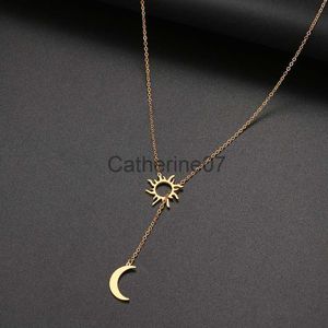 Pendant Necklaces 2022 New Stainless Steel Sun Totem And Moon Necklace For Women Fashionable Exquisite Summer Must-Have Party For Friend Jewelry J230809