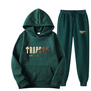 Set sportivo da uomo da uomo FW Trapstar maschi e femminile marca di marca stampata per strade caldi pantaloni con cappuccio a 2 pezzi che jogging abbigliamento