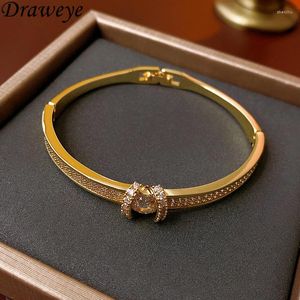 Bangle Draweye Bangles Metal Geometric Vintage Korean Fashion Simple Shiny Bracelet For Women Light Luxury High-end Feel Jewelry