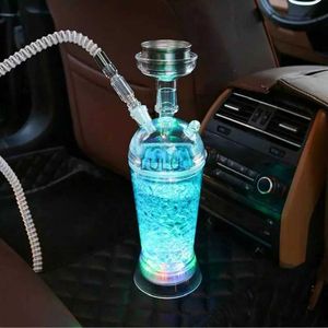 Set di narghilè Shisha in acrilico colorato con luce LED Shisha Narguile Narghilè per auto portatile Kit narghilè Sheesha Chicha Cachimbas Nargi HKD230809