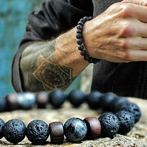 Strand 5PCS Bracciale da uomo in pietra Pietra di luna naturale Perlina Buddha tibetano Chakra Diffusore Braccialetti Gioielli Regali Goccia