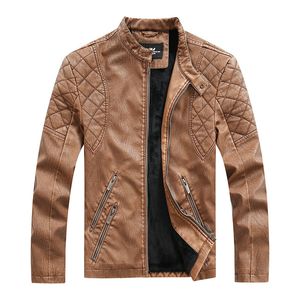 Giacche da uomo 2023 Giacca in pelle da motociclista Collare alla coreana Bomber Jaqueta de couro masculina Cappotto lavato casual Uomo 4XL 230809